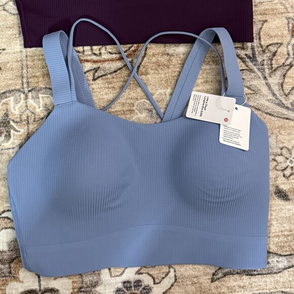 Lululemon Like a Cloud Ribbed Longline Bra Size 10 D/DD - Blue - Picture 2 of 4